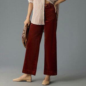 NWT Anthropologie The Colette Cropped Wide-Leg Corduroy Pants 28 cinnamon color